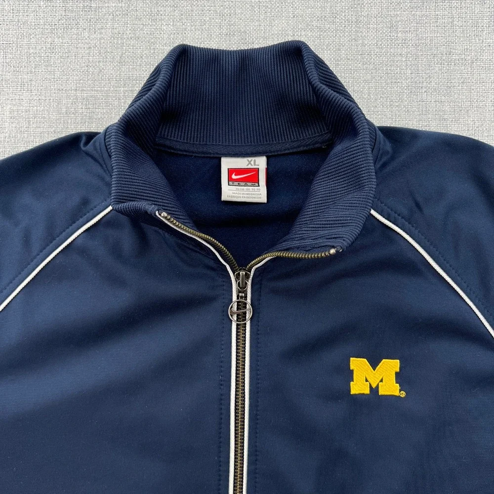 Vtg Y2K Nike Michigan Wolverines Track Jacket Youth XL Women Large Blue Full Zip